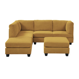Corner Sectional, 6 Seats, Ginger Corduroy with Black Legs