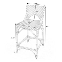 Counter Chair, Rattan Weave Frame, Full Back, Footrest