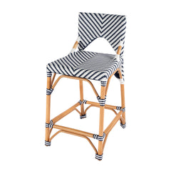 Counter Chair, Rattan Weave Frame, Full Back, Footrest