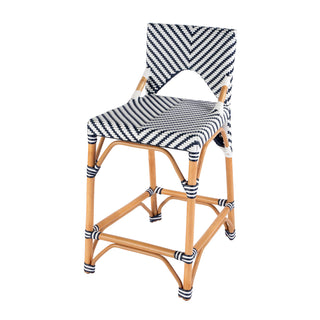 Counter Chair, Rattan Weave Frame, Full Back, Footrest