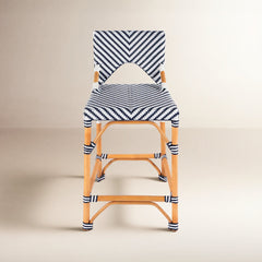 Counter Chair, Rattan Weave Frame, Full Back, Footrest