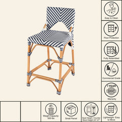 Counter Chair, Rattan Weave Frame, Full Back, Footrest