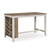 Counter-Height Dining Table, 60 in, Brown Top with White Base