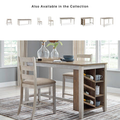 Counter-Height Dining Table, 60 in, Brown Top with White Base