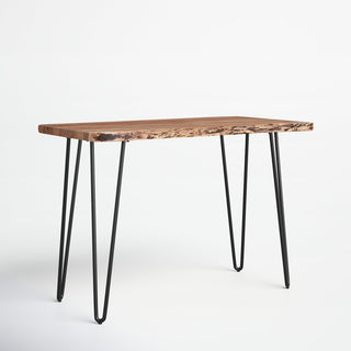 Counter Height Dining Table, Light Brown Acacia Top with Black Iron Legs
