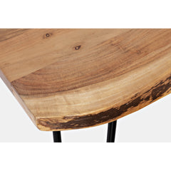 Counter Height Dining Table, Light Brown Acacia Top with Black Iron Legs