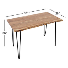 Counter Height Dining Table, Light Brown Acacia Top with Black Iron Legs