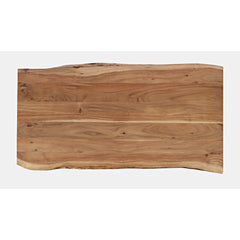 Counter Height Dining Table, Light Brown Acacia Top with Black Iron Legs