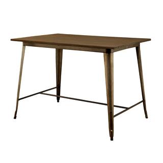 Counter-Height Dining Table, Seats 6, Solid Wood with Steel Base