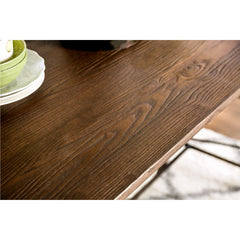 Counter-Height Dining Table, Seats 6, Solid Wood with Steel Base