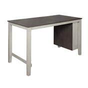 Counter-Height Dining Table with Storage Shelves in Antique Gray and Taupe