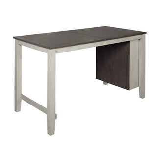 Counter-Height Dining Table with Storage Shelves in Antique Gray and Taupe