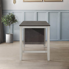 Counter-Height Dining Table with Storage Shelves in Antique Gray and Taupe
