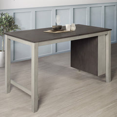 Counter-Height Dining Table with Storage Shelves in Antique Gray and Taupe