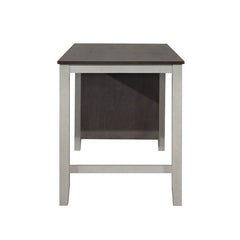 Counter-Height Dining Table with Storage Shelves in Antique Gray and Taupe