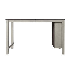 Counter-Height Dining Table with Storage Shelves in Antique Gray and Taupe