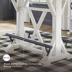 Counter Height Dining Table with Trestle Base in Distressed Brown and White