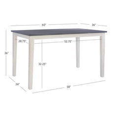 Counter-Height Table, Acacia Veneer Top, Rubberwood Frame, Charcoal and Cream