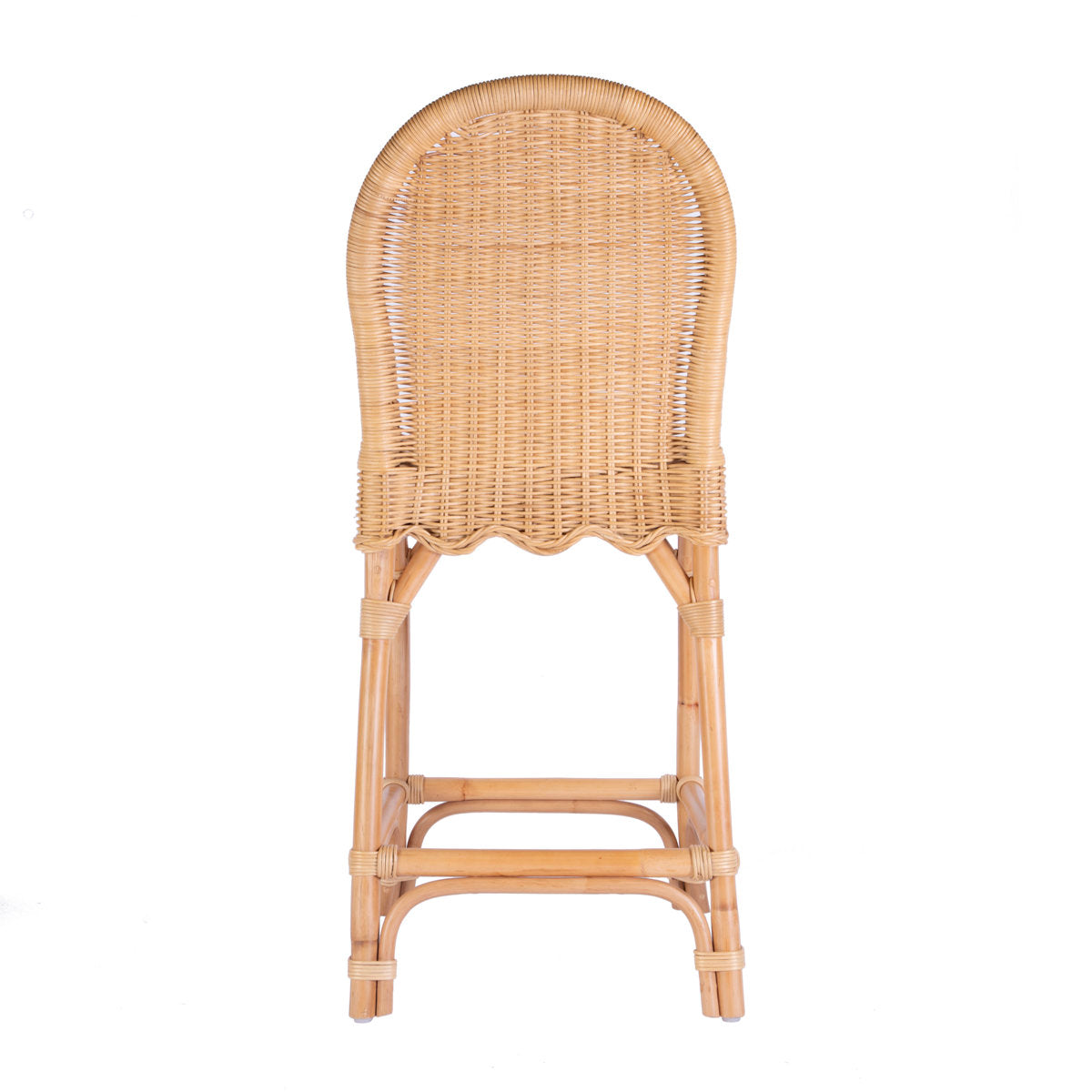 Counter Stool, 24 Inch Seat Height, Mahogany and Rattan Frame, Natural