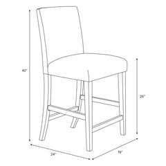 Counter Stool, 26 in Seat Height, Tulum Blue Cotton Seat with Espresso Legs
