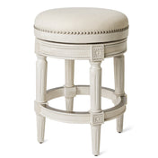 Counter Stool, Backless Swivel, Rubberwood Frame with Cream Fabric Seat