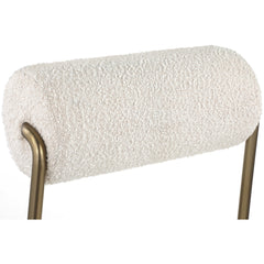 Counter Stool, Cream Boucle Fabric Back with Brushed Brass Iron Frame