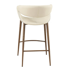 Counter Stool, Iron Frame, Upholstered Foam Seat, Cream and Brown