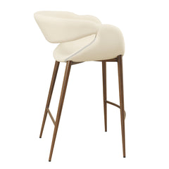 Counter Stool, Iron Frame, Upholstered Foam Seat, Cream and Brown