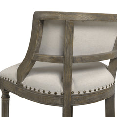 Counter Stool, Light Beige Linen, Solid Wood Frame, Gray Wood Base