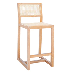 Counter Stool, Rattan Seat and Back, Beech Wood Frame, Natural