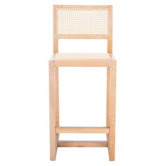 Counter Stool, Rattan Seat and Back, Beech Wood Frame, Natural