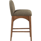 Counter Stool, Solid Ash Frame in Walnut with Olive Boucle Seat