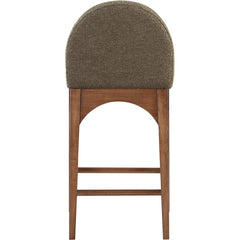 Counter Stool, Solid Ash Frame in Walnut with Olive Boucle Seat
