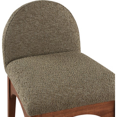 Counter Stool, Solid Ash Frame in Walnut with Olive Boucle Seat