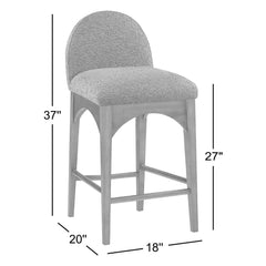 Counter Stool, Solid Ash Frame in Walnut with Olive Boucle Seat