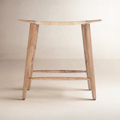 Counter Stool, Solid Mango Wood Frame, Cane Seat, Backless, Natural