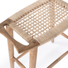 Counter Stool, Solid Mango Wood Frame, Cane Seat, Backless, Natural