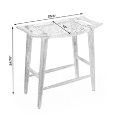 Counter Stool, Solid Mango Wood Frame, Cane Seat, Backless, Natural
