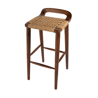 Counter Stool, Solid Mango Wood Frame, Jute Seat, Brown