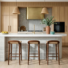 Counter Stool, Solid Mango Wood Frame, Jute Seat, Brown