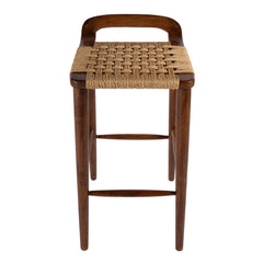Counter Stool, Solid Mango Wood Frame, Jute Seat, Brown