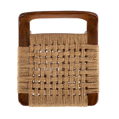 Counter Stool, Solid Mango Wood Frame, Jute Seat, Brown