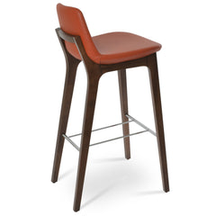 Counter Stool, Solid Wood Frame, 24 Inch Seat Height, Light Gray Leatherette
