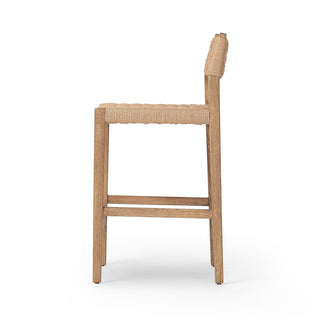 Counter Stool, Solid Wood Frame, Woven Paper Cord Seat, Toasted Ash