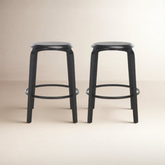 Counter Stool, Stackable, Solid Wood Frame, Black