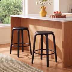 Counter Stool, Stackable, Solid Wood Frame, Black