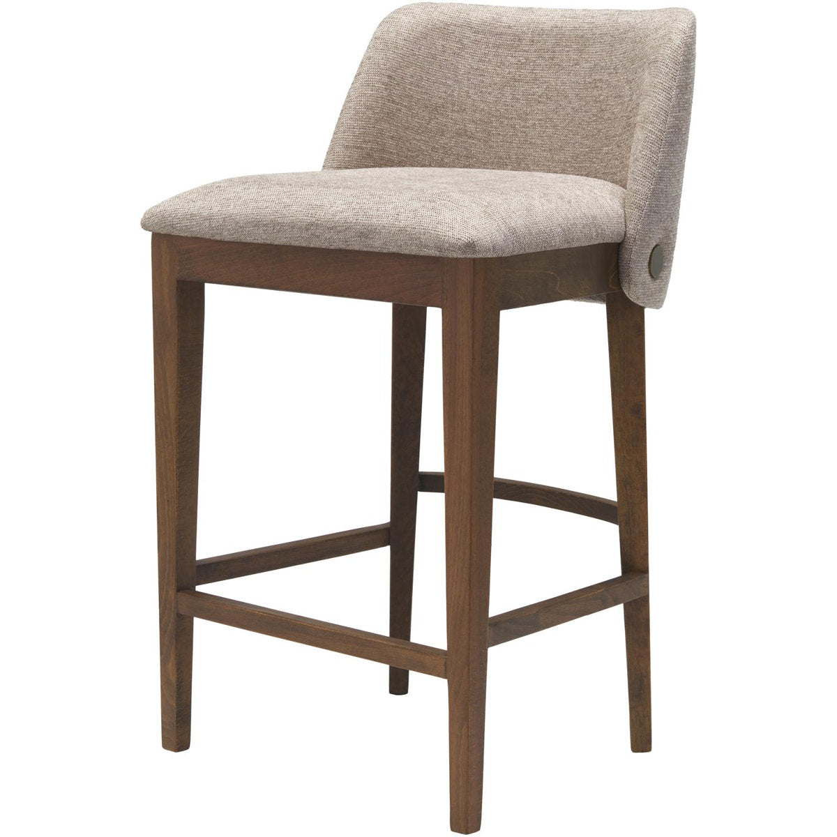 Counter Stool, Tan Polyester, Beech Wood Base, 26 Inch Seat Height