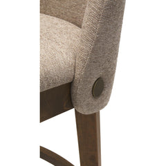 Counter Stool, Tan Polyester, Beech Wood Base, 26 Inch Seat Height