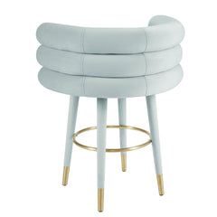 Counter Stool, Tufted Black Velvet, Manufactured Wood Frame, Four Legs