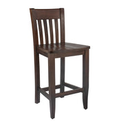 Counter Stool with Footrest, Solid Wood, 24 in Seat Height, Walnut